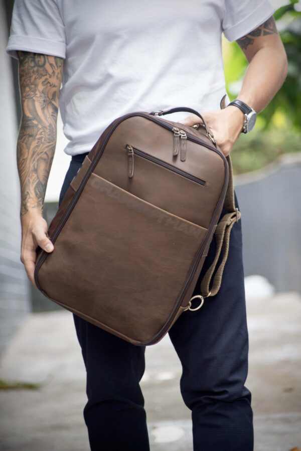 BROWN HARDWARE BACKPACK